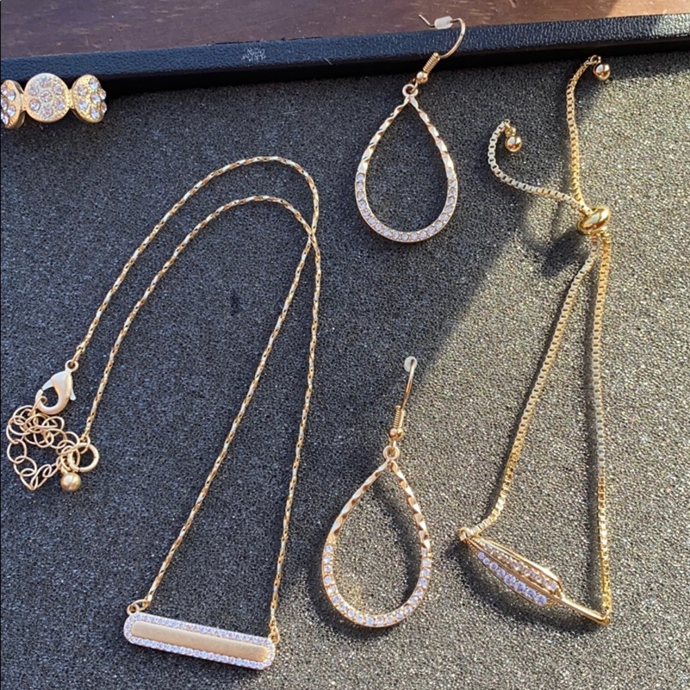 fashion jewelry bundle with rhinestone accents.